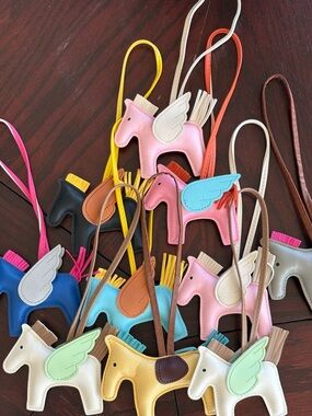 Leather Pony Bag Charm in Pastel Mix - Horse Wing Pendant